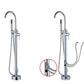 Brass Freestanding Tub Filler with Hose Floor Mounted Bathroom Faucet Clearhalo 'Bathroom Remodel & Bathroom Fixtures' 'Bathtub Faucets' 'bathtub_faucets' 'Home Improvement' 'home_improvement' 'home_improvement_bathtub_faucets' 1200x1200_526958c1-5dd9-4986-ade4-78dff9b3ba67