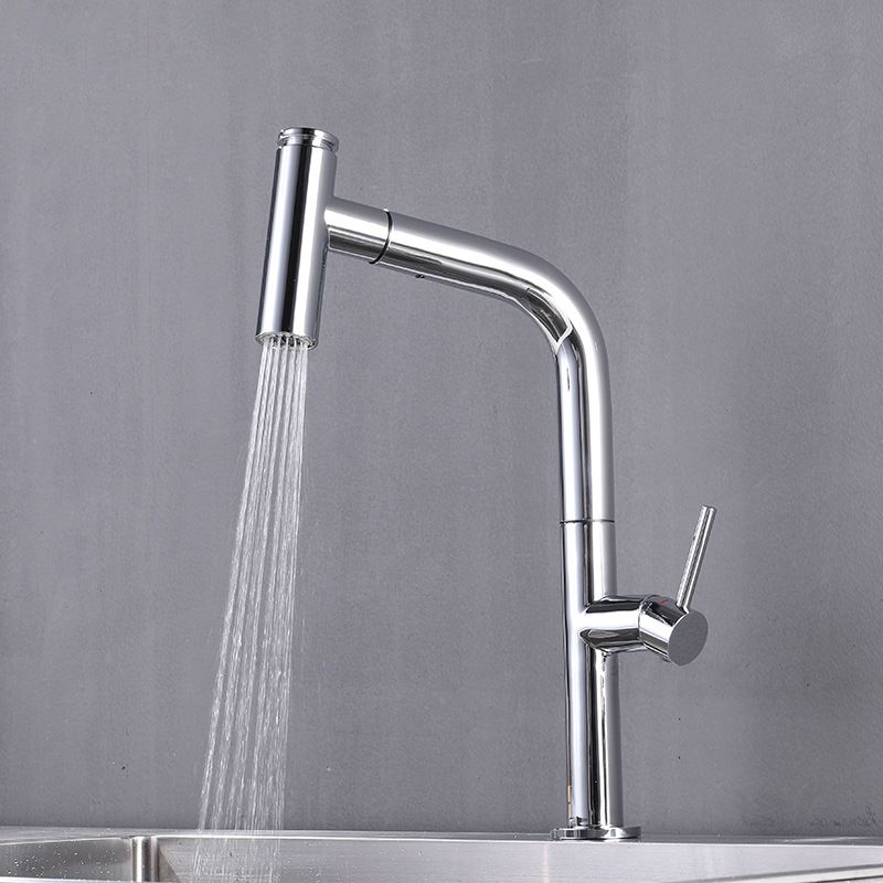 Modern Pull Down Single Handle Kitchen Faucet 1 Hold Faucet with Pull Out Sprayer Clearhalo 'Home Improvement' 'home_improvement' 'home_improvement_kitchen_faucets' 'Kitchen Faucets' 'Kitchen Remodel & Kitchen Fixtures' 'Kitchen Sinks & Faucet Components' 'kitchen_faucets' 1200x1200_527857a4-f7ba-42a0-8e64-95ce3906c3eb
