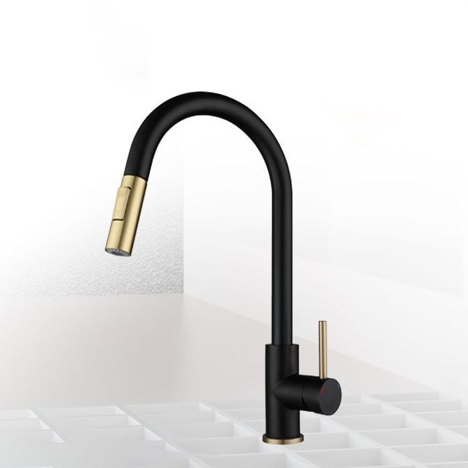 Modern Style Kitchen Faucet Stainless Steel 1-Handle Gooseneck Kitchen Faucet Clearhalo 'Home Improvement' 'home_improvement' 'home_improvement_kitchen_faucets' 'Kitchen Faucets' 'Kitchen Remodel & Kitchen Fixtures' 'Kitchen Sinks & Faucet Components' 'kitchen_faucets' 1200x1200_52829be2-f4b0-4fc7-ac70-c0715dc2a944