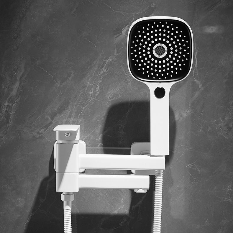 White Bath Faucet Trim Single Lever Handle Swivel Spout Wall-Mounted Handshower Tub Filler Clearhalo 'Bathroom Remodel & Bathroom Fixtures' 'Bathtub Faucets' 'bathtub_faucets' 'Home Improvement' 'home_improvement' 'home_improvement_bathtub_faucets' 1200x1200_5284bd95-6645-4249-9dd3-522c62a061ab