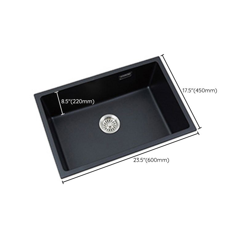 Black Quartz Kitchen Sink Drop-In Single Bowl Sink with Basket Strainer Clearhalo 'Home Improvement' 'home_improvement' 'home_improvement_kitchen_sinks' 'Kitchen Remodel & Kitchen Fixtures' 'Kitchen Sinks & Faucet Components' 'Kitchen Sinks' 'kitchen_sinks' 1200x1200_528fef6f-4d9d-436d-b270-0ebc4389f047