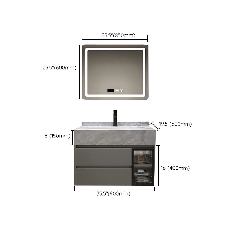 Modern Wall Mount Bath Vanity Gray Tone Vanity Cabinet with Mirror Cabinet Clearhalo 'Bathroom Remodel & Bathroom Fixtures' 'Bathroom Vanities' 'bathroom_vanities' 'Home Improvement' 'home_improvement' 'home_improvement_bathroom_vanities' 1200x1200_52c02f66-2f51-40da-b13f-8e82d60f5c10