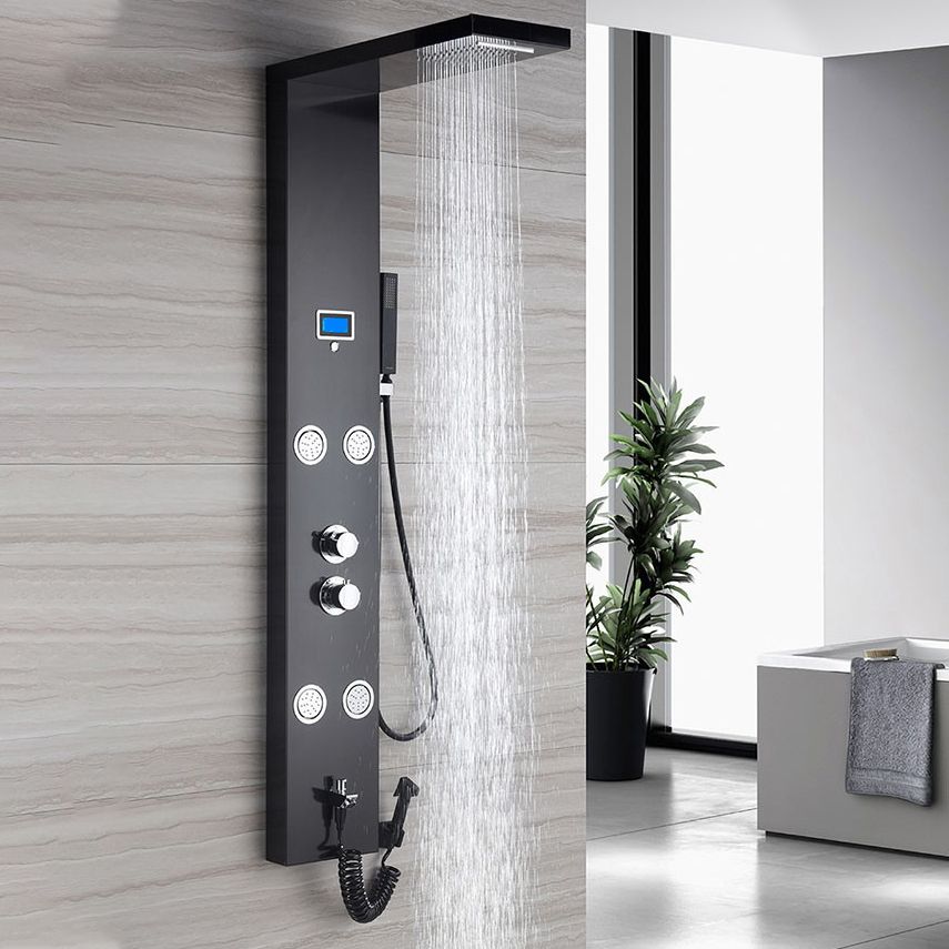 Modern Shower System Massage Jets Knob Hand Shower Ceiling Mounted Shower Trim Clearhalo 'Bathroom Remodel & Bathroom Fixtures' 'Home Improvement' 'home_improvement' 'home_improvement_shower_faucets' 'Shower Faucets & Systems' 'shower_faucets' 'Showers & Bathtubs Plumbing' 'Showers & Bathtubs' 1200x1200_52c26d4d-c15f-4b84-825d-aa599262d44b