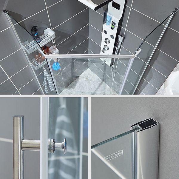 Neo-Angle Shower Kit Pivot Tempered Glass Corner Shower Kit with Fixed Panel Clearhalo 'Bathroom Remodel & Bathroom Fixtures' 'Home Improvement' 'home_improvement' 'home_improvement_shower_stalls_enclosures' 'Shower Stalls & Enclosures' 'shower_stalls_enclosures' 'Showers & Bathtubs' 1200x1200_52cb4436-12a9-4bf5-998f-32a589b89b49