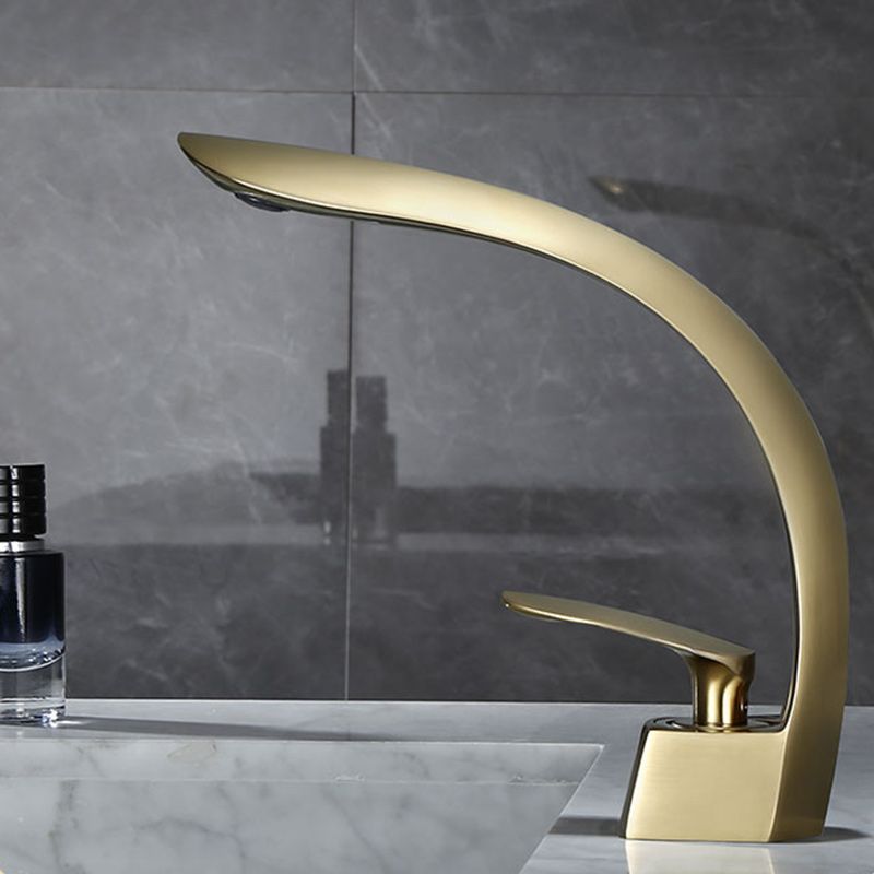 Glam Single Handle Sink Faucet Brass Bathroom Gooseneck Faucet Clearhalo 'Bathroom Remodel & Bathroom Fixtures' 'Bathroom Sink Faucets' 'Bathroom Sinks & Faucet Components' 'bathroom_sink_faucets' 'Home Improvement' 'home_improvement' 'home_improvement_bathroom_sink_faucets' 1200x1200_52d45b84-e1e7-4177-a94d-f38a7209f6a6