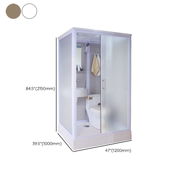 White Framed Frosted Rectangle Shower Stall with Base and Fixed Panel Clearhalo 'Bathroom Remodel & Bathroom Fixtures' 'Home Improvement' 'home_improvement' 'home_improvement_shower_stalls_enclosures' 'Shower Stalls & Enclosures' 'shower_stalls_enclosures' 'Showers & Bathtubs' 1200x1200_52e4deb9-dee9-47b9-9de5-cb90bf362844