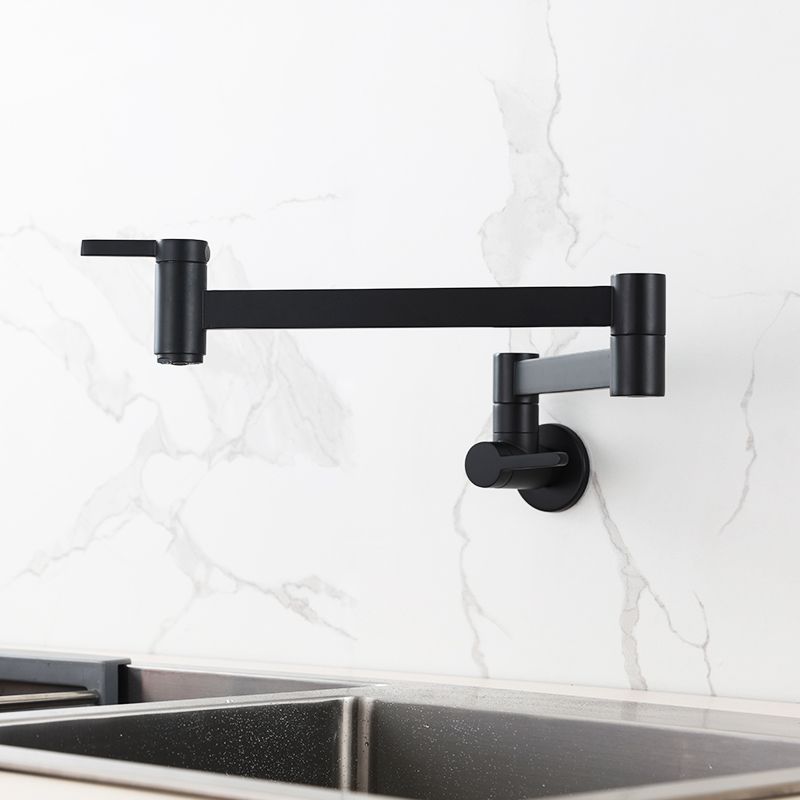 Modern Double Handle Wall Mounted Pot Filler Low Profile Filler Clearhalo 'Home Improvement' 'home_improvement' 'home_improvement_kitchen_faucets' 'Kitchen Faucets' 'Kitchen Remodel & Kitchen Fixtures' 'Kitchen Sinks & Faucet Components' 'kitchen_faucets' 1200x1200_52f0ed14-a776-4440-8216-781b09ad6b0b
