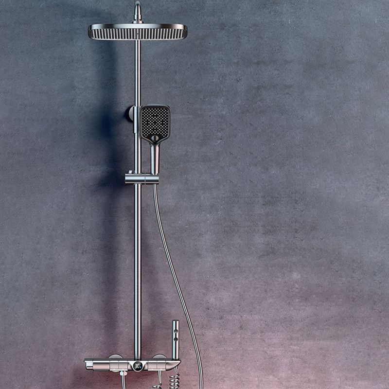 Grey Shower Set Thermostatic Button Intelligent Digital Display Bathroom Rain Shower Head Clearhalo 'Bathroom Remodel & Bathroom Fixtures' 'Home Improvement' 'home_improvement' 'home_improvement_shower_faucets' 'Shower Faucets & Systems' 'shower_faucets' 'Showers & Bathtubs Plumbing' 'Showers & Bathtubs' 1200x1200_52f53264-aa2f-4c00-b85e-5769adc619bb