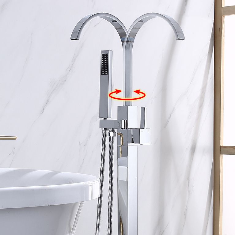 Floor Mounted Copper Freestanding Tub Filler High Arc Freestanding Faucet with Hose Clearhalo 'Bathroom Remodel & Bathroom Fixtures' 'Bathtub Faucets' 'bathtub_faucets' 'Home Improvement' 'home_improvement' 'home_improvement_bathtub_faucets' 1200x1200_5310669c-2ad1-444b-b649-43b2c235e9fc