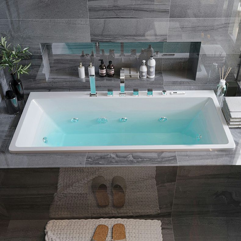 Drop in Rectangular Bath Acrylic White Jets Included Modern Bathtub Clearhalo 'Bathroom Remodel & Bathroom Fixtures' 'Bathtubs' 'Home Improvement' 'home_improvement' 'home_improvement_bathtubs' 'Showers & Bathtubs' 1200x1200_531360ba-6dcb-4c2e-9124-5a6ef5e93f8a