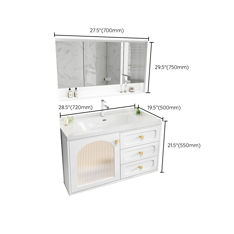 Glam Sink Vanity Single White Rectangular Ceramic Top Bathroom Vanity Clearhalo 'Bathroom Remodel & Bathroom Fixtures' 'Bathroom Vanities' 'bathroom_vanities' 'Home Improvement' 'home_improvement' 'home_improvement_bathroom_vanities' 1200x1200_532d724a-407b-4a6d-9eeb-bb20129a8c7c