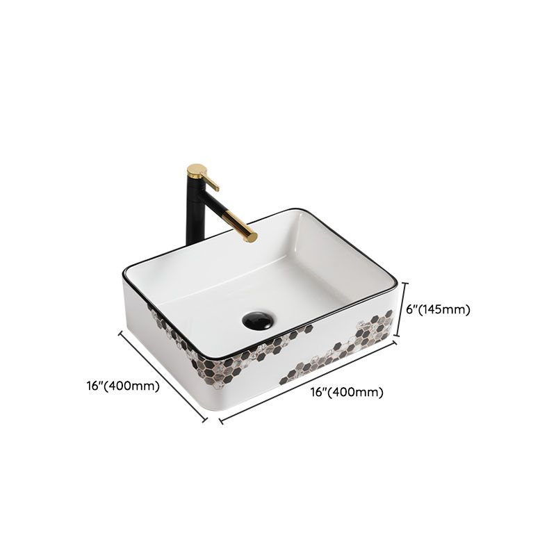 Modern Vessel Bathroom Sink Rectangular Porcelain with Pop-Up Drain Vessel Lavatory Sink Clearhalo 'Bathroom Remodel & Bathroom Fixtures' 'Bathroom Sinks & Faucet Components' 'Bathroom Sinks' 'bathroom_sink' 'Home Improvement' 'home_improvement' 'home_improvement_bathroom_sink' 1200x1200_533f749e-a7f1-467a-93c5-5c33b56a6ba3