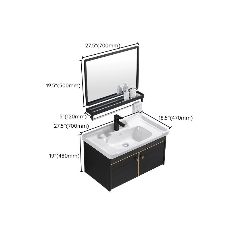 Wall Mount Metal Modern Sink Vanity with Sink for Bathroom in Black Clearhalo 'Bathroom Remodel & Bathroom Fixtures' 'Bathroom Vanities' 'bathroom_vanities' 'Home Improvement' 'home_improvement' 'home_improvement_bathroom_vanities' 1200x1200_5351af27-7d60-4f8f-9559-0a6674d33b5b