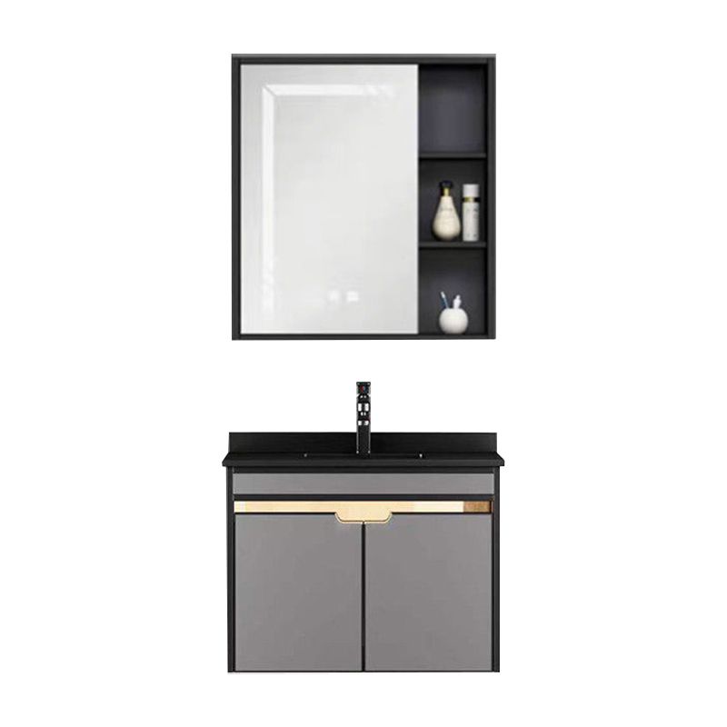 2 Doors Vanity Set Mirror Grey Wall Mount Rectangle Metal Bath Vanity with Single Sink Clearhalo 'Bathroom Remodel & Bathroom Fixtures' 'Bathroom Vanities' 'bathroom_vanities' 'Home Improvement' 'home_improvement' 'home_improvement_bathroom_vanities' 1200x1200_53633e4f-d546-43e2-b9b9-848543797d9d