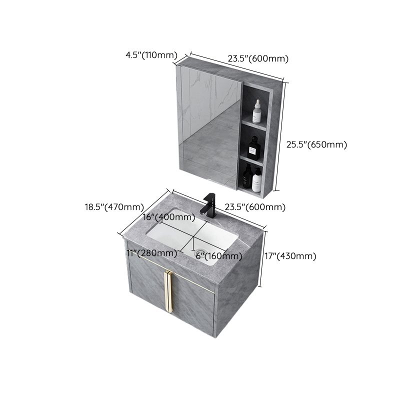 Contemporary Sink Vanity Mirror Cabinet Wall Mount Vanity Cabinet with Storage Shelving Clearhalo 'Bathroom Remodel & Bathroom Fixtures' 'Bathroom Vanities' 'bathroom_vanities' 'Home Improvement' 'home_improvement' 'home_improvement_bathroom_vanities' 1200x1200_5365d9f6-28ba-426f-a156-7df7294ef288