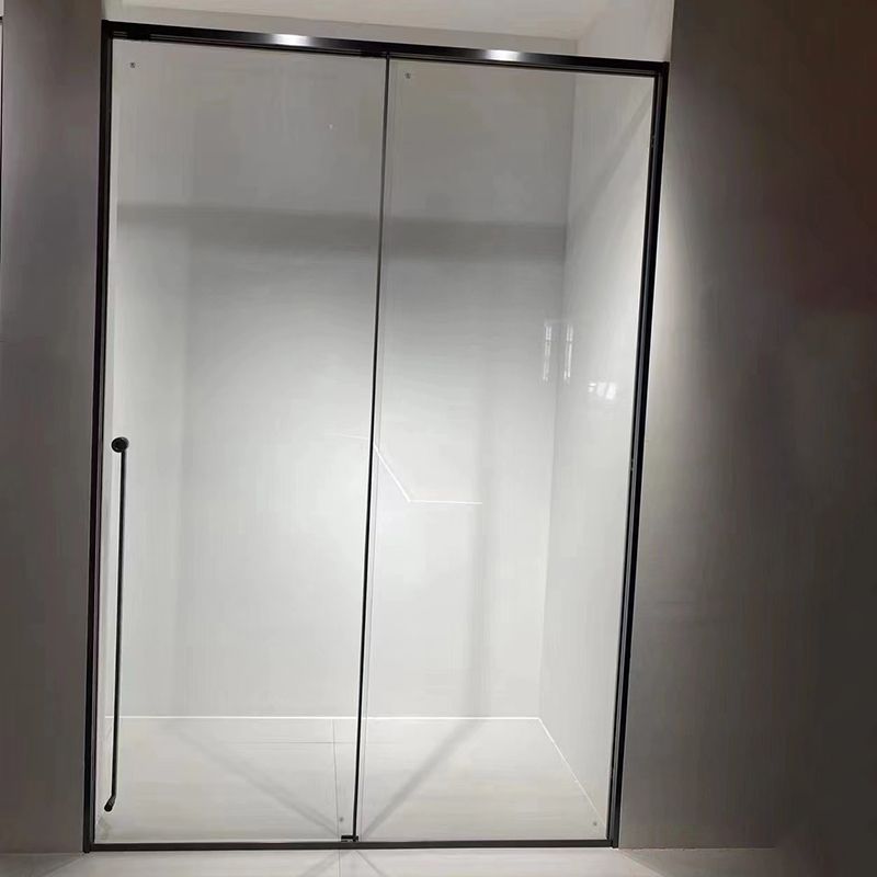 Tempered Glass Single Sliding Shower Bath Door Transparent Metal Framed Shower Door Clearhalo 'Bathroom Remodel & Bathroom Fixtures' 'Home Improvement' 'home_improvement' 'home_improvement_shower_tub_doors' 'Shower and Tub Doors' 'shower_tub_doors' 'Showers & Bathtubs' 1200x1200_536b2c84-d1bc-41a7-beeb-87ea22e8782b