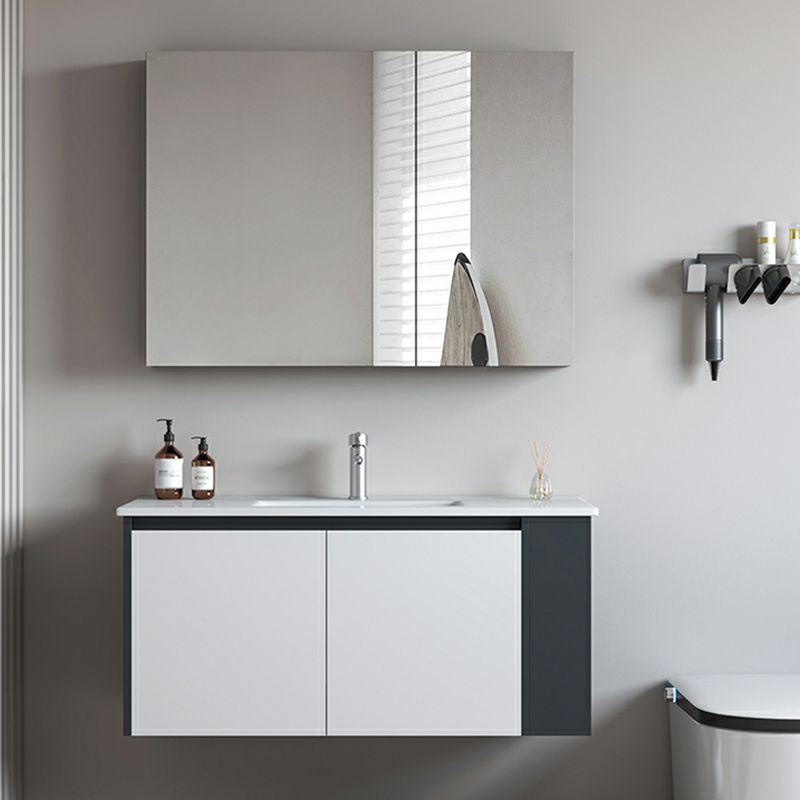 Trendy Bathroom Vanity Set 2 Doors Wall Mount Open Shelf Faucet Included Clearhalo 'Bathroom Remodel & Bathroom Fixtures' 'Bathroom Vanities' 'bathroom_vanities' 'Home Improvement' 'home_improvement' 'home_improvement_bathroom_vanities' 1200x1200_5374411f-599b-4a37-a688-482889f40b93