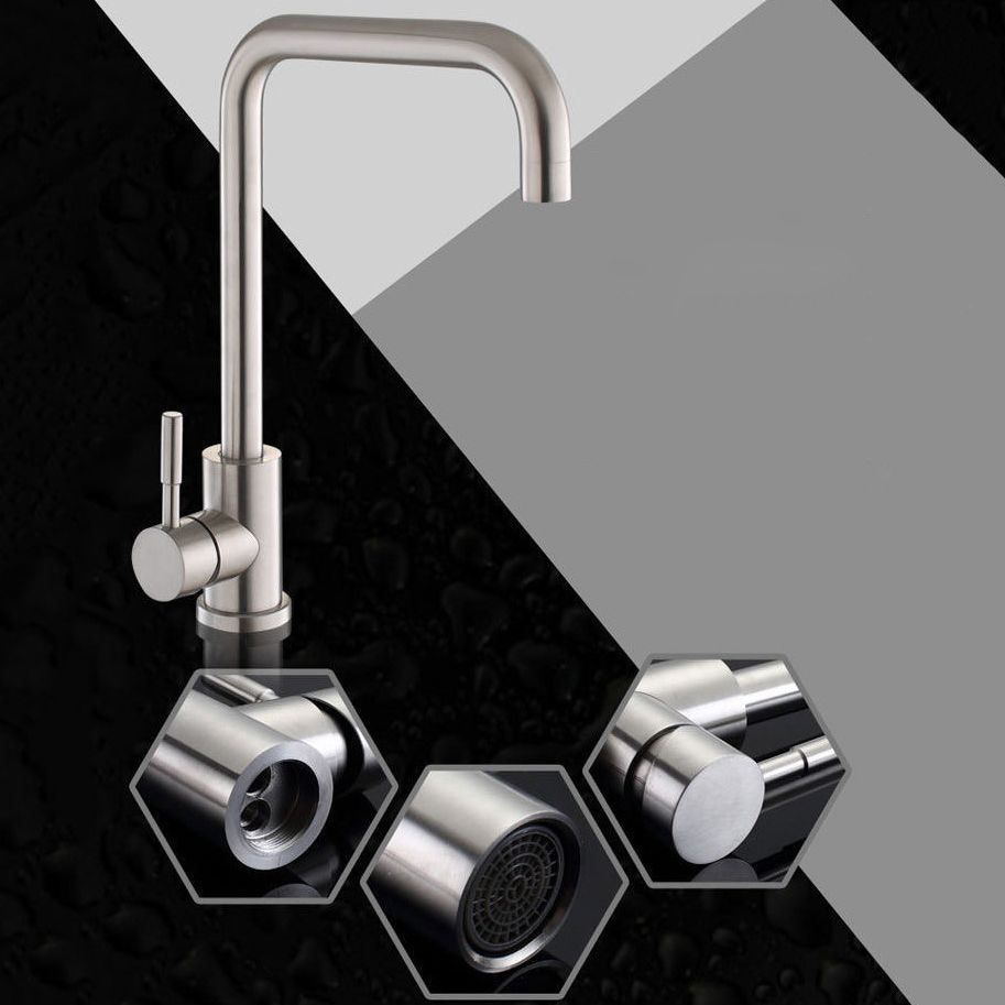 Modern 1-Handle Faucets Touchless Stainless Steel Standard Kitchen Faucets Clearhalo 'Home Improvement' 'home_improvement' 'home_improvement_kitchen_faucets' 'Kitchen Faucets' 'Kitchen Remodel & Kitchen Fixtures' 'Kitchen Sinks & Faucet Components' 'kitchen_faucets' 1200x1200_537b68e8-15c2-498d-94ef-f26b68c74085