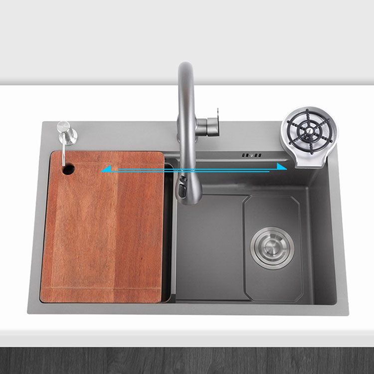 Contemporary Style Kitchen Sink Single Bowl Kitchen Sink with Rectangle Shape Clearhalo 'Home Improvement' 'home_improvement' 'home_improvement_kitchen_sinks' 'Kitchen Remodel & Kitchen Fixtures' 'Kitchen Sinks & Faucet Components' 'Kitchen Sinks' 'kitchen_sinks' 1200x1200_5380112f-7fcd-4be9-aea3-5d4203a15ac4