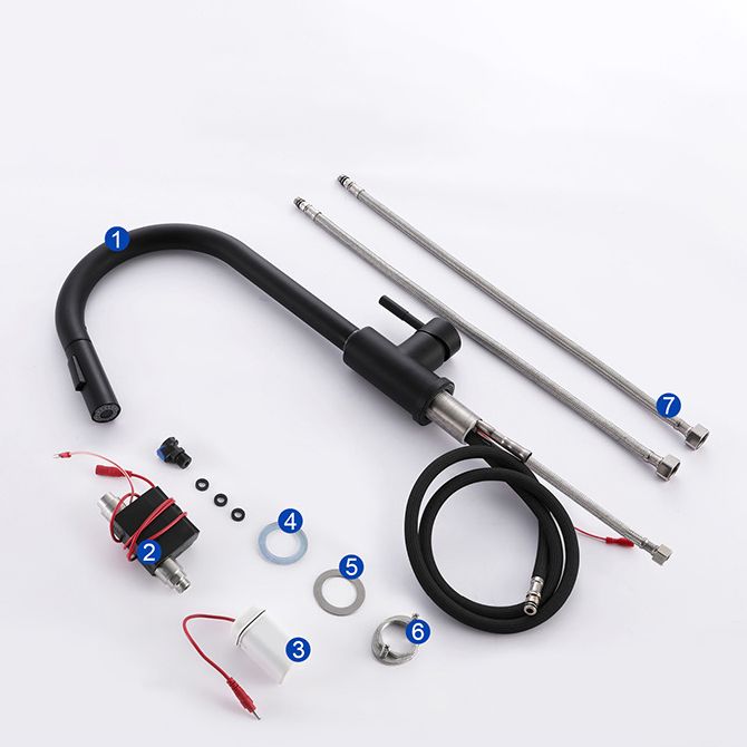 Modern 1-Handle Faucets Stainless Steel Gooseneck with Pull Out Sprayer Faucets Clearhalo 'Home Improvement' 'home_improvement' 'home_improvement_kitchen_faucets' 'Kitchen Faucets' 'Kitchen Remodel & Kitchen Fixtures' 'Kitchen Sinks & Faucet Components' 'kitchen_faucets' 1200x1200_5395c6e0-7171-4b71-9eed-ff08742f652f