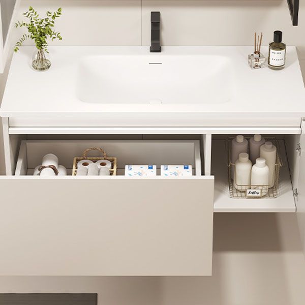 Wood White Wall Mount Vanity Set Modern with Mirror for Bathroom Clearhalo 'Bathroom Remodel & Bathroom Fixtures' 'Bathroom Vanities' 'bathroom_vanities' 'Home Improvement' 'home_improvement' 'home_improvement_bathroom_vanities' 1200x1200_5395f8cf-f40e-442c-a35f-42af1ab019e1