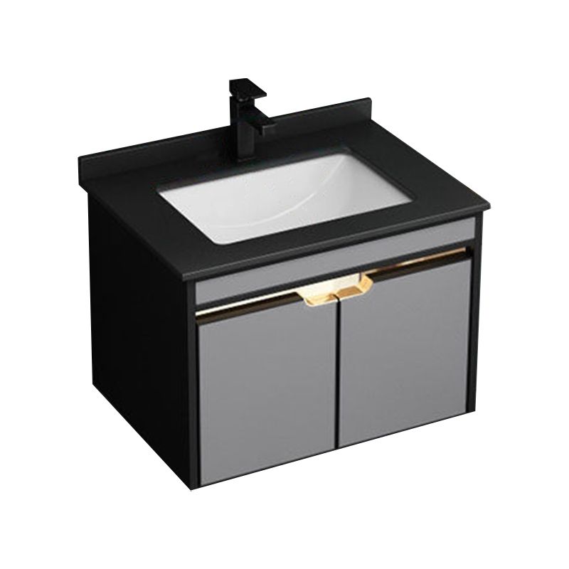 2 Doors Vanity Set Mirror Grey Wall Mount Rectangle Metal Bath Vanity with Single Sink Clearhalo 'Bathroom Remodel & Bathroom Fixtures' 'Bathroom Vanities' 'bathroom_vanities' 'Home Improvement' 'home_improvement' 'home_improvement_bathroom_vanities' 1200x1200_53ac618e-21a9-4eeb-8c71-cdcf6ace9357