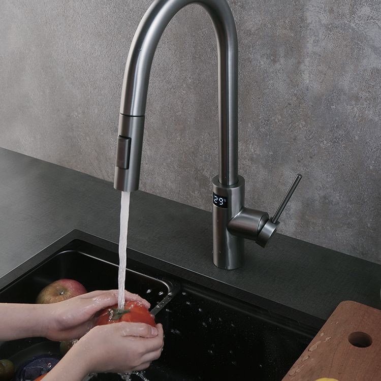 Swivel Spout Kitchen Bar Faucet Touch Sensor with Pull Out Sprayer Clearhalo 'Home Improvement' 'home_improvement' 'home_improvement_kitchen_faucets' 'Kitchen Faucets' 'Kitchen Remodel & Kitchen Fixtures' 'Kitchen Sinks & Faucet Components' 'kitchen_faucets' 1200x1200_53b12274-86fe-43fa-9399-045a50f7d3dc