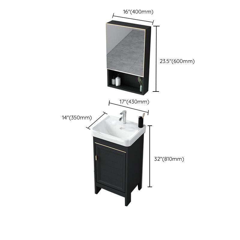 Modern Metal Sink Cabinet Mirror Wall-Mounted Bathroom Vanity Cabinet in Black Clearhalo 'Bathroom Remodel & Bathroom Fixtures' 'Bathroom Vanities' 'bathroom_vanities' 'Home Improvement' 'home_improvement' 'home_improvement_bathroom_vanities' 1200x1200_53c46402-f00b-4575-84d6-70df1df342d4