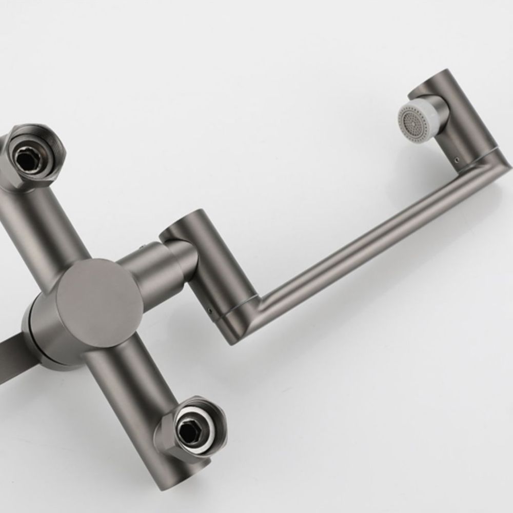 Modern Wall Mounted Kitchen Faucet Single Handle Faucet in Chrome Clearhalo 'Home Improvement' 'home_improvement' 'home_improvement_kitchen_faucets' 'Kitchen Faucets' 'Kitchen Remodel & Kitchen Fixtures' 'Kitchen Sinks & Faucet Components' 'kitchen_faucets' 1200x1200_53d584a9-9aad-4ab6-9d2b-17c413c5ed6b