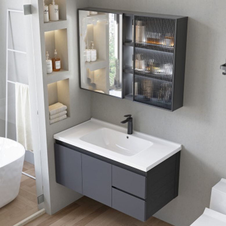 Wall Mount Bathroom Vanity Modern Gray Metal Frame Single Sink Vanity Set Clearhalo 'Bathroom Remodel & Bathroom Fixtures' 'Bathroom Vanities' 'bathroom_vanities' 'Home Improvement' 'home_improvement' 'home_improvement_bathroom_vanities' 1200x1200_53d99647-843b-410d-bdfb-bbc4d98cb3f9