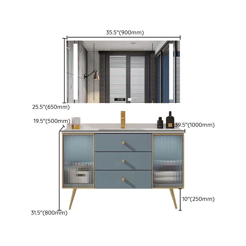 Freestanding Bathroom Vanity Blue Wood Frame Single Sink Rectangular Vanity with 3 Drawers Clearhalo 'Bathroom Remodel & Bathroom Fixtures' 'Bathroom Vanities' 'bathroom_vanities' 'Home Improvement' 'home_improvement' 'home_improvement_bathroom_vanities' 1200x1200_53efcfd3-faac-4572-a2da-c065461b50a1