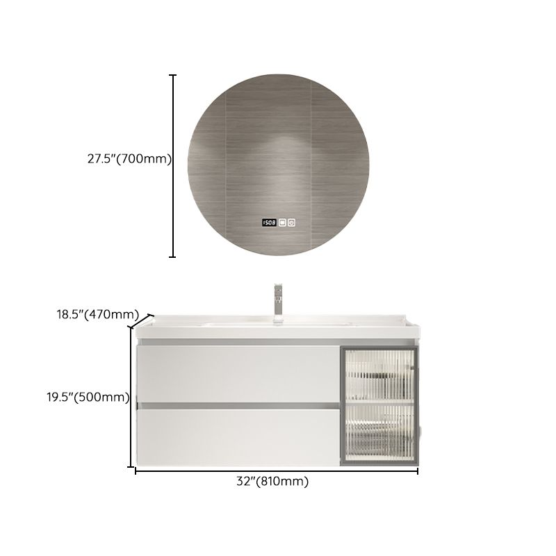 Wood Frame Bath Vanity Door Wall-Mounted Single Sink Mirror Rectangular White Vanity Clearhalo 'Bathroom Remodel & Bathroom Fixtures' 'Bathroom Vanities' 'bathroom_vanities' 'Home Improvement' 'home_improvement' 'home_improvement_bathroom_vanities' 1200x1200_54093ef9-e218-4b8a-921d-180776d209fe