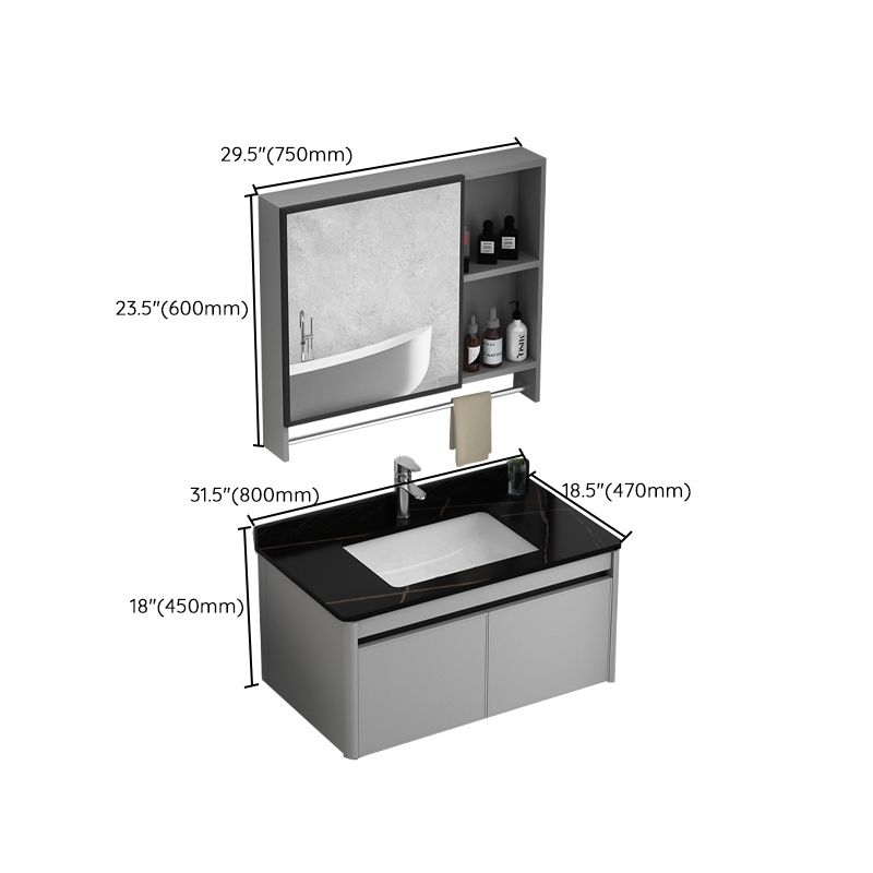 Wall Mount Bathroom Vanity Modern Metal Base Rectangular Single Vanity Set Clearhalo 'Bathroom Remodel & Bathroom Fixtures' 'Bathroom Vanities' 'bathroom_vanities' 'Home Improvement' 'home_improvement' 'home_improvement_bathroom_vanities' 1200x1200_542b919e-606a-4cb5-ab08-5fc14e3f09a2