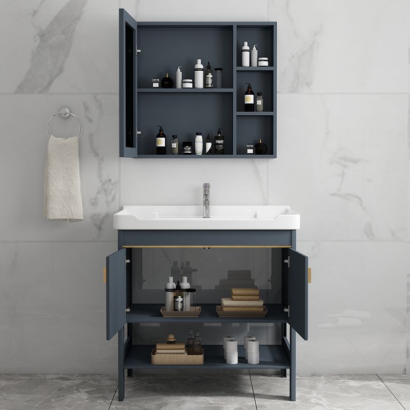 Free Standing Vanity Set Ceramic Sink Drawer Faucet Vanity with Mirror Clearhalo 'Bathroom Remodel & Bathroom Fixtures' 'Bathroom Vanities' 'bathroom_vanities' 'Home Improvement' 'home_improvement' 'home_improvement_bathroom_vanities' 1200x1200_542bbc07-7236-40a4-88bb-edad5974747a