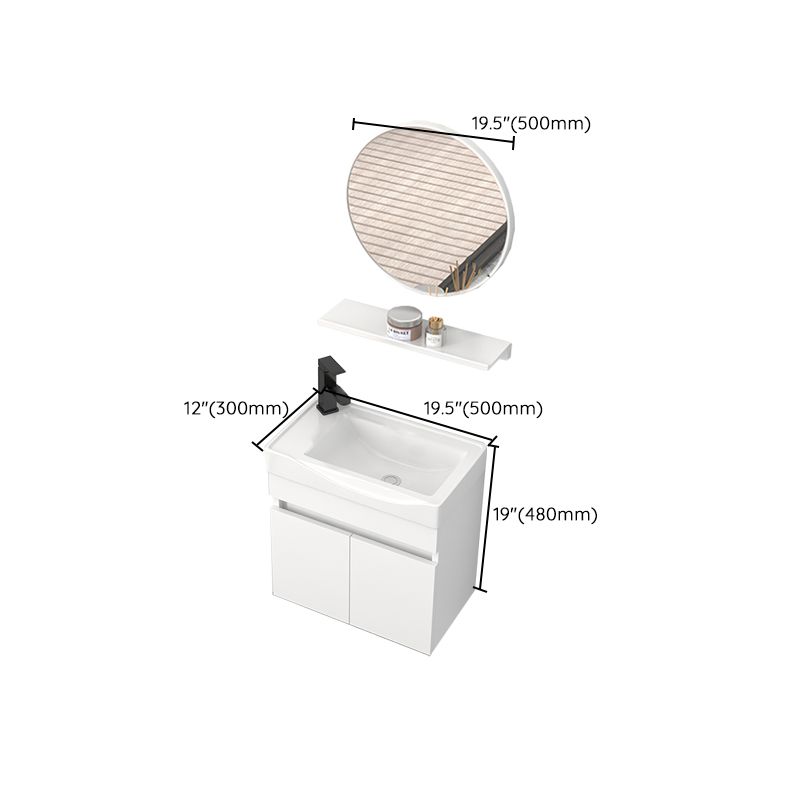 Modern Wall Mount Bathroom Vanity White Ceramic Single-Sink Rectangular Vanity Set Clearhalo 'Bathroom Remodel & Bathroom Fixtures' 'Bathroom Vanities' 'bathroom_vanities' 'Home Improvement' 'home_improvement' 'home_improvement_bathroom_vanities' 1200x1200_546da4d5-70de-4892-b055-3e64795d5448