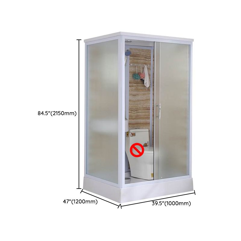 Framed Single Sliding Shower Kit Rectangle Frosted Shower Kit Clearhalo 'Bathroom Remodel & Bathroom Fixtures' 'Home Improvement' 'home_improvement' 'home_improvement_shower_stalls_enclosures' 'Shower Stalls & Enclosures' 'shower_stalls_enclosures' 'Showers & Bathtubs' 1200x1200_546fdb2b-eda5-4fd4-90ca-6f017dc55d52