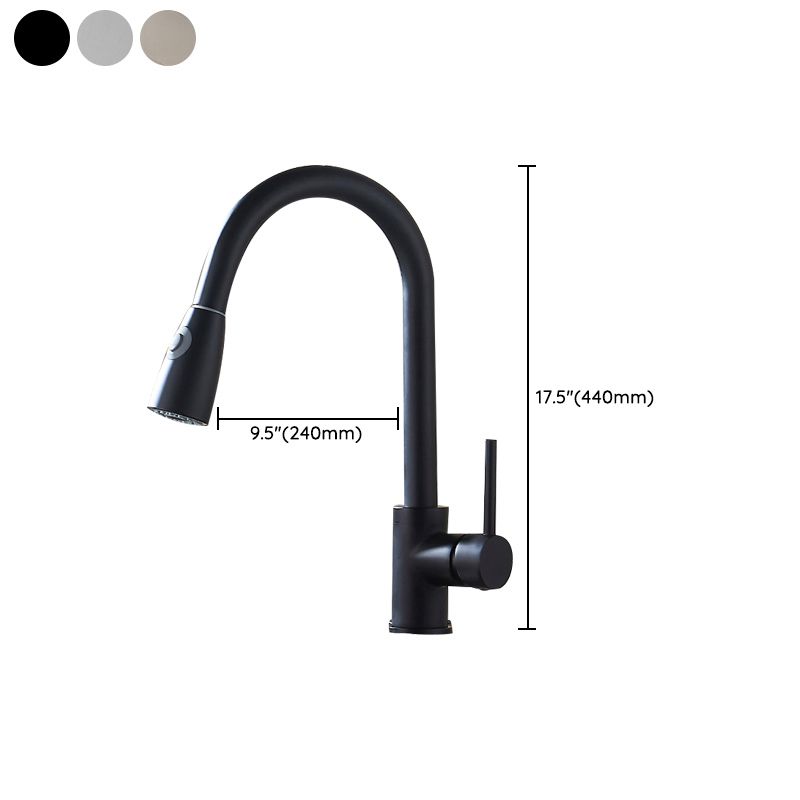 Modern Pull Down Single Handle Kitchen Faucet 1-Hold Profile Faucet Clearhalo 'Home Improvement' 'home_improvement' 'home_improvement_kitchen_faucets' 'Kitchen Faucets' 'Kitchen Remodel & Kitchen Fixtures' 'Kitchen Sinks & Faucet Components' 'kitchen_faucets' 1200x1200_5477af46-6eac-4fac-ad57-9096d5476f70