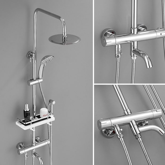 Shower System Rain Handheld Shower Head Wall mounted Adjustable Water Flow Shower System Clearhalo 'Bathroom Remodel & Bathroom Fixtures' 'Home Improvement' 'home_improvement' 'home_improvement_shower_faucets' 'Shower Faucets & Systems' 'shower_faucets' 'Showers & Bathtubs Plumbing' 'Showers & Bathtubs' 1200x1200_54a51a1a-96b6-40d7-b5c3-67488c6bca1b