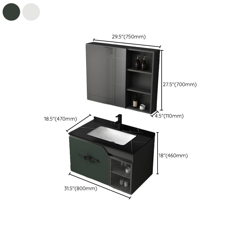 Metal Frame Bath Vanity Mirror Rectangle Wall Mount Single Sink Bathroom Vanity Set Clearhalo 'Bathroom Remodel & Bathroom Fixtures' 'Bathroom Vanities' 'bathroom_vanities' 'Home Improvement' 'home_improvement' 'home_improvement_bathroom_vanities' 1200x1200_54a9ae1a-cf9b-4a1d-8110-4e9ac06b9f39
