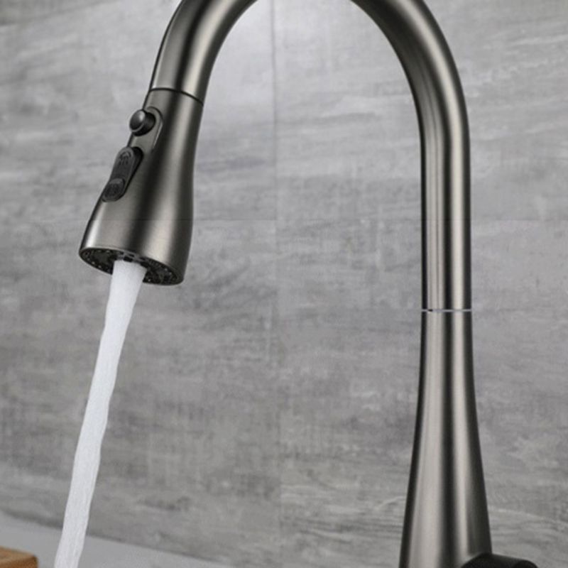 Modern Faucet 1-Handle 1-Hole Copper with Pull out Sprayer Gooseneck Faucet Clearhalo 'Home Improvement' 'home_improvement' 'home_improvement_kitchen_faucets' 'Kitchen Faucets' 'Kitchen Remodel & Kitchen Fixtures' 'Kitchen Sinks & Faucet Components' 'kitchen_faucets' 1200x1200_54b3ca43-2183-47c8-9933-1cbce644c39a