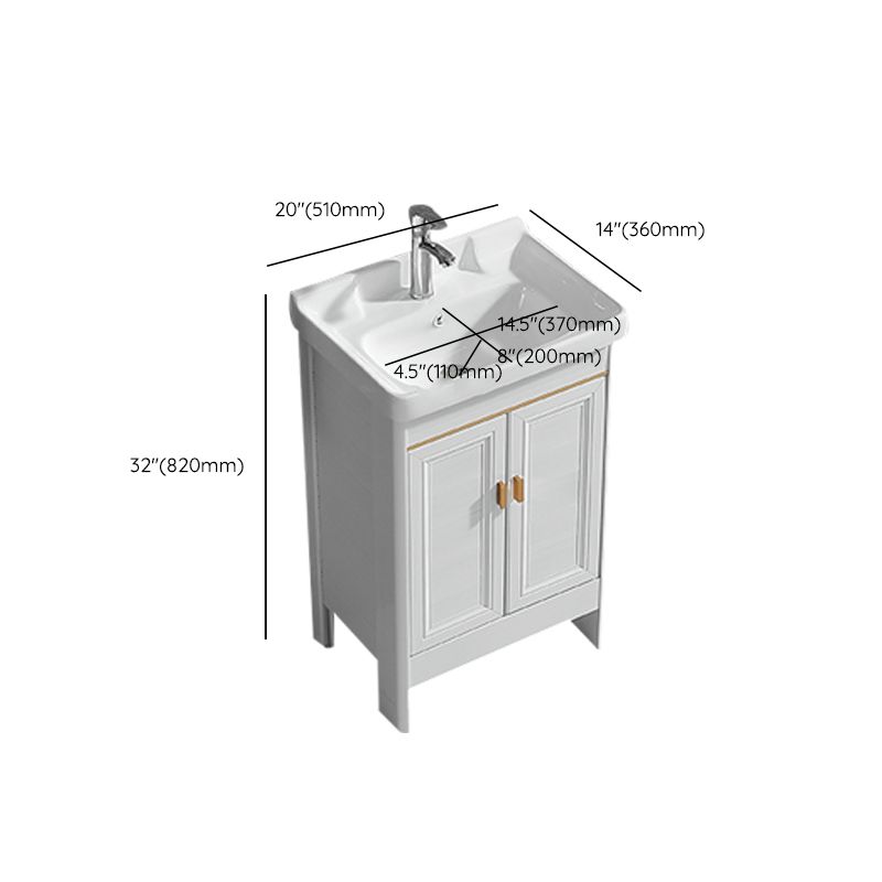Metal Frame Vanity White 2 Doors Rectangular Single Sink Freestanding Bathroom Vanity Clearhalo 'Bathroom Remodel & Bathroom Fixtures' 'Bathroom Vanities' 'bathroom_vanities' 'Home Improvement' 'home_improvement' 'home_improvement_bathroom_vanities' 1200x1200_5511ed34-90df-4162-a830-ac2620601003