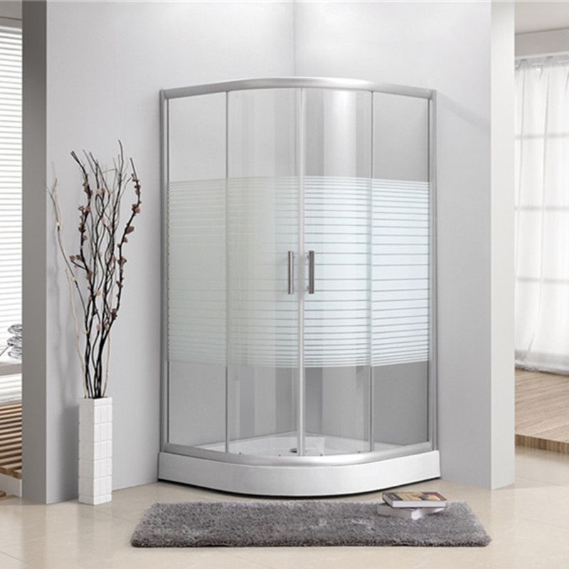 Contemporary Shower Stall Striped Round Semi-Frameless Shower Stall Clearhalo 'Bathroom Remodel & Bathroom Fixtures' 'Home Improvement' 'home_improvement' 'home_improvement_shower_stalls_enclosures' 'Shower Stalls & Enclosures' 'shower_stalls_enclosures' 'Showers & Bathtubs' 1200x1200_5518dcd5-0b1c-4897-8c24-148862251fcd