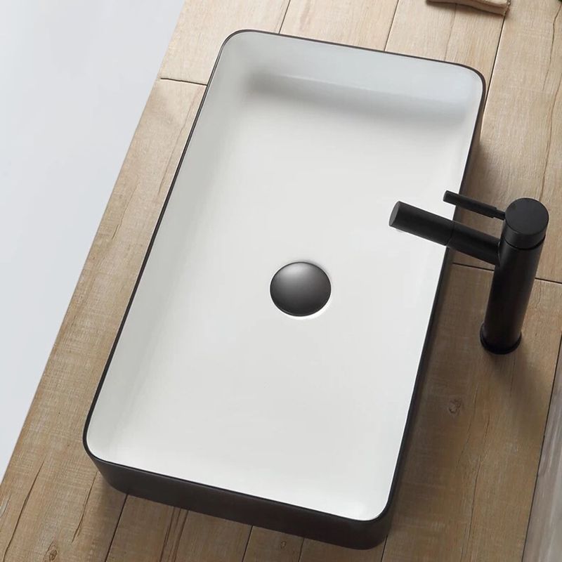 Modern Bathroom Sink Porcelain Rectangular with Pop-Up Drain and Faucet Wash Stand Clearhalo 'Bathroom Remodel & Bathroom Fixtures' 'Bathroom Sinks & Faucet Components' 'Bathroom Sinks' 'bathroom_sink' 'Home Improvement' 'home_improvement' 'home_improvement_bathroom_sink' 1200x1200_55197aab-020a-46f2-b9a4-7ebab475a4ec