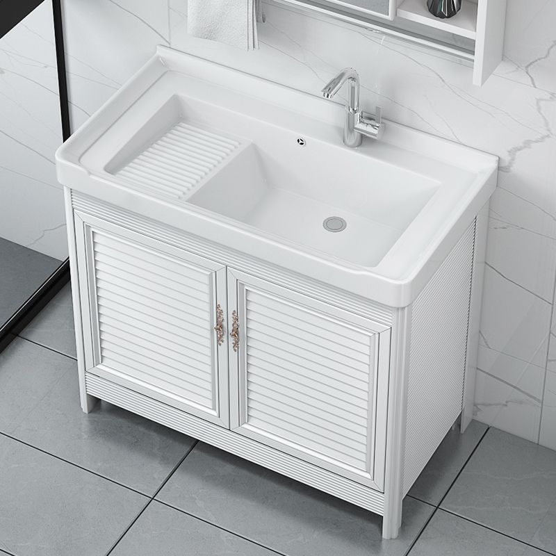 Bathroom Vanity Drawers Mirror Faucet Single Ceramic Sink Vanity Clearhalo 'Bathroom Remodel & Bathroom Fixtures' 'Bathroom Vanities' 'bathroom_vanities' 'Home Improvement' 'home_improvement' 'home_improvement_bathroom_vanities' 1200x1200_551db905-09a8-426f-8681-31648a440e6f