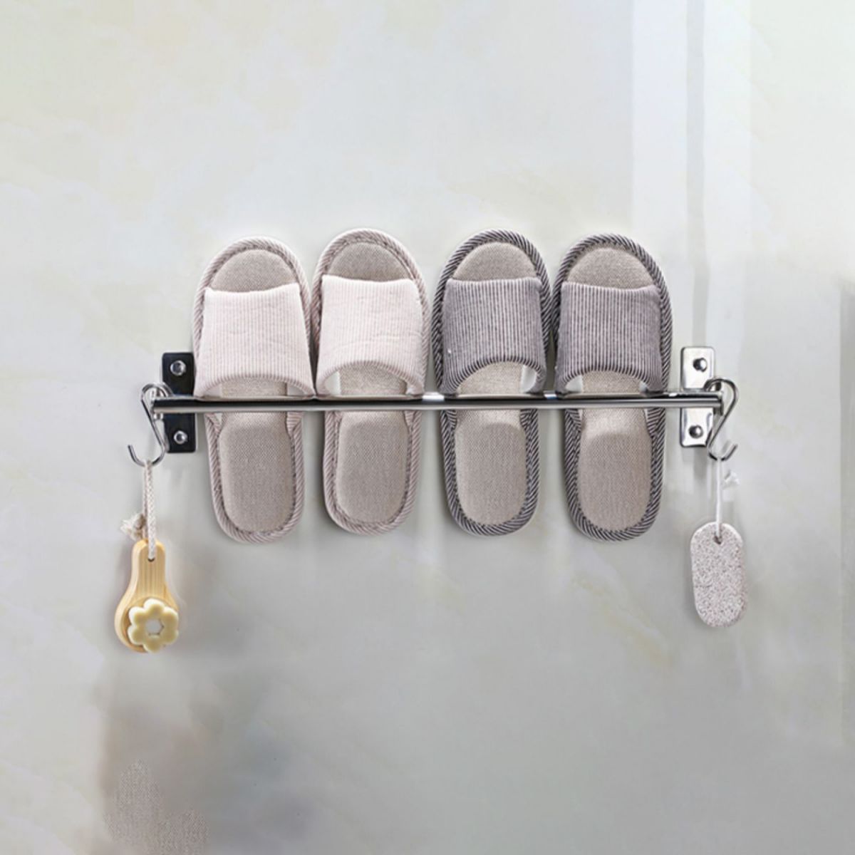 3-Piece Stainless Steel Bathroom Accessory Set Modern Chrome Slipper Stand Clearhalo 'Bathroom Hardware Sets' 'Bathroom Hardware' 'Bathroom Remodel & Bathroom Fixtures' 'bathroom_hardware_sets' 'Home Improvement' 'home_improvement' 'home_improvement_bathroom_hardware_sets' 1200x1200_552e3413-dd2a-4c28-9c3b-0c082054016b