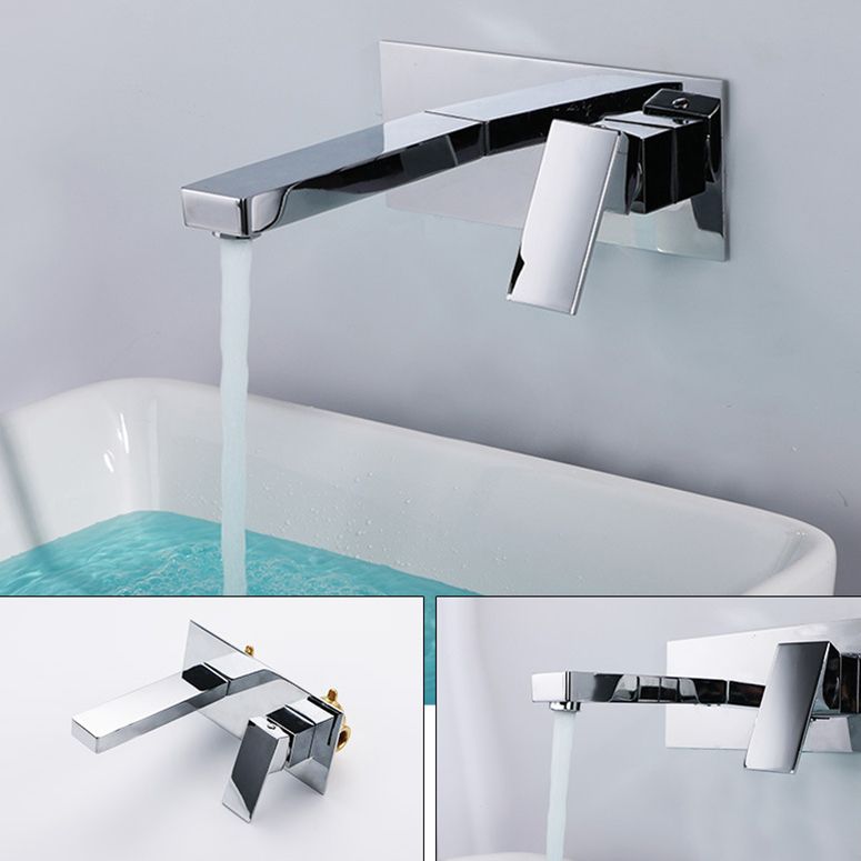 Contemporary Metal Sink Faucet Copper Wall Mounted Bathroom Faucet Clearhalo 'Bathroom Remodel & Bathroom Fixtures' 'Bathroom Sink Faucets' 'Bathroom Sinks & Faucet Components' 'bathroom_sink_faucets' 'Home Improvement' 'home_improvement' 'home_improvement_bathroom_sink_faucets' 1200x1200_55314914-6390-4885-ab43-9ad669e5e0e9