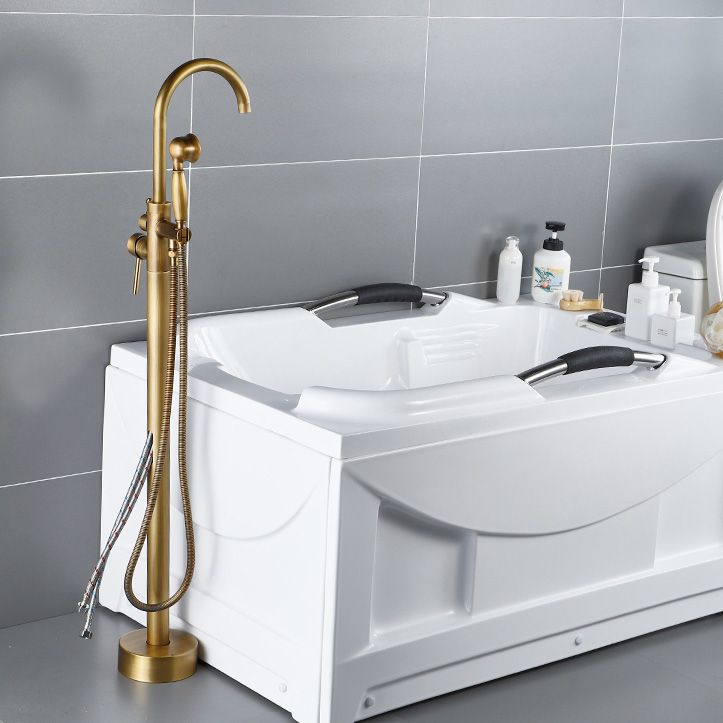 Floor Mount Tub Faucet Single Handle Metal Freestanding Faucet - 46.5" H Clearhalo 'Bathroom Remodel & Bathroom Fixtures' 'Bathtub Faucets' 'bathtub_faucets' 'Home Improvement' 'home_improvement' 'home_improvement_bathtub_faucets' 1200x1200_5538677d-9131-4716-98e0-52f2cc1a8d01