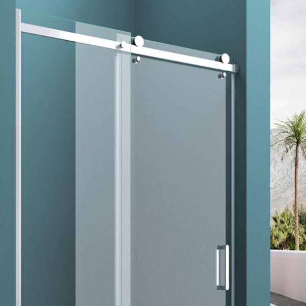 Semi Frameless Tempered Glass Shower Door Single Sliding Shower Door Clearhalo 'Bathroom Remodel & Bathroom Fixtures' 'Home Improvement' 'home_improvement' 'home_improvement_shower_tub_doors' 'Shower and Tub Doors' 'shower_tub_doors' 'Showers & Bathtubs' 1200x1200_55387ee8-f38a-446a-b4ad-ac3beabe5f9b