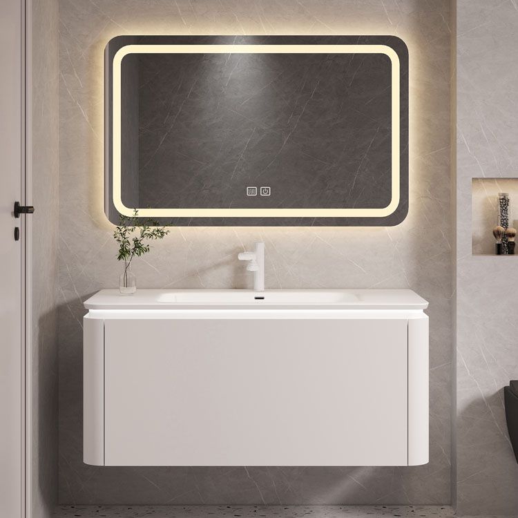 Rectangular White Vanity Wall Mounted Single Sink Mirror Wood Frame Vanity with Drawer Clearhalo 'Bathroom Remodel & Bathroom Fixtures' 'Bathroom Vanities' 'bathroom_vanities' 'Home Improvement' 'home_improvement' 'home_improvement_bathroom_vanities' 1200x1200_553c4a2e-1210-43f2-aab8-b59aa9be031d