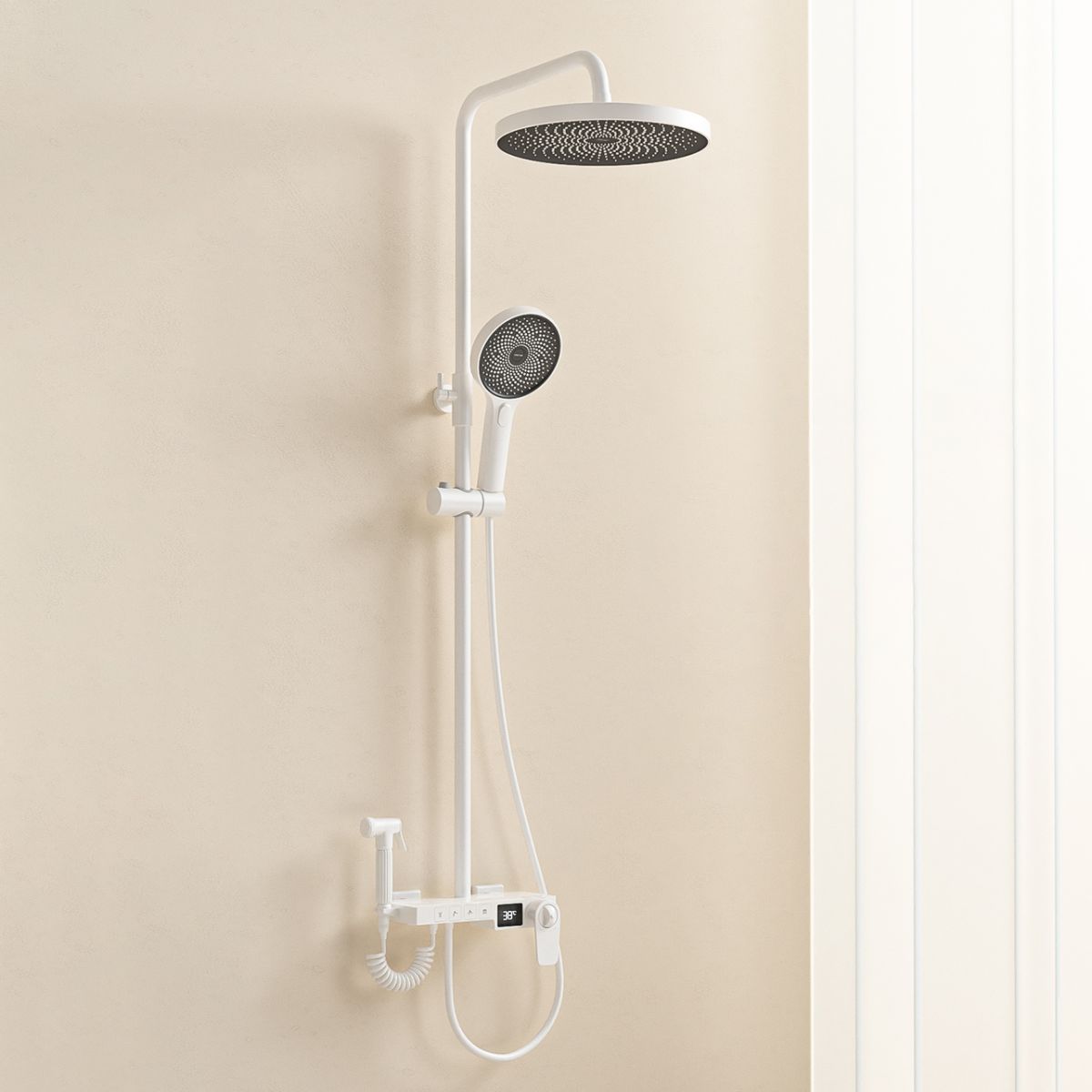 Shower System Round Adjustable Spray Pattern Massage Jet Handheld Shower Head Shower Trim Clearhalo 'Bathroom Remodel & Bathroom Fixtures' 'Home Improvement' 'home_improvement' 'home_improvement_shower_faucets' 'Shower Faucets & Systems' 'shower_faucets' 'Showers & Bathtubs Plumbing' 'Showers & Bathtubs' 1200x1200_5543f1fc-57aa-4e8d-bd63-f640015ea4ab